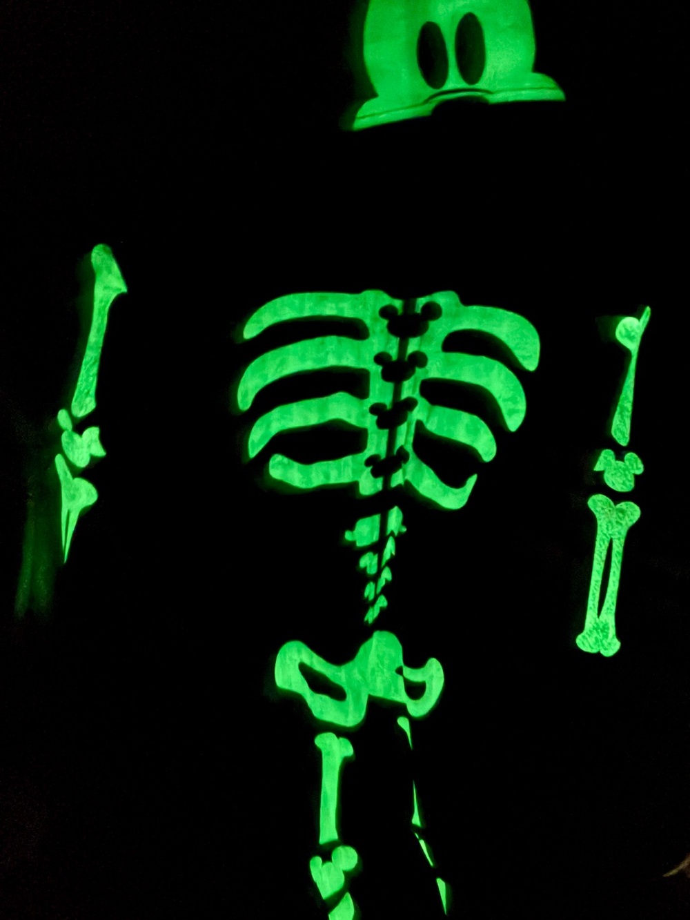 Disney Mickey Mouse Glow-In-The-Dark Jumpsuit Skeleton Kids Costume Size 9/10